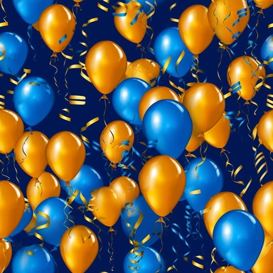 birthday balloons bright colors blue royal blue gold high detail deep blue background clipart seamless tile