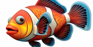 clown fish, clipart vhf, in the style of hyperrealistic murals, colorful biomorphic forms, grandeur of scale, kimoicore, bold colorful lines, intricate illustrations, realistic forms