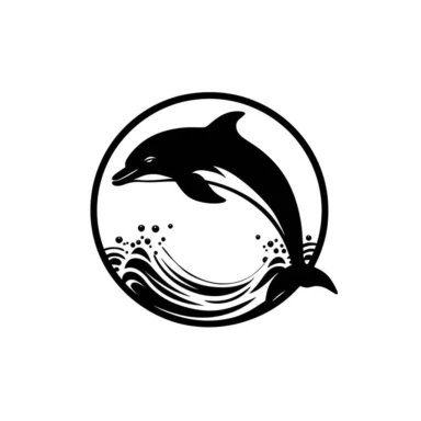 simple dolphin logo icon black silhouette white background clipart