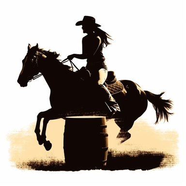 western rodeo barrel race minimalist silhouette clipart
