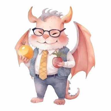 a cute WATERCOLOR daddy dragon, WATERCOLOR clipart, isolated white background 8k