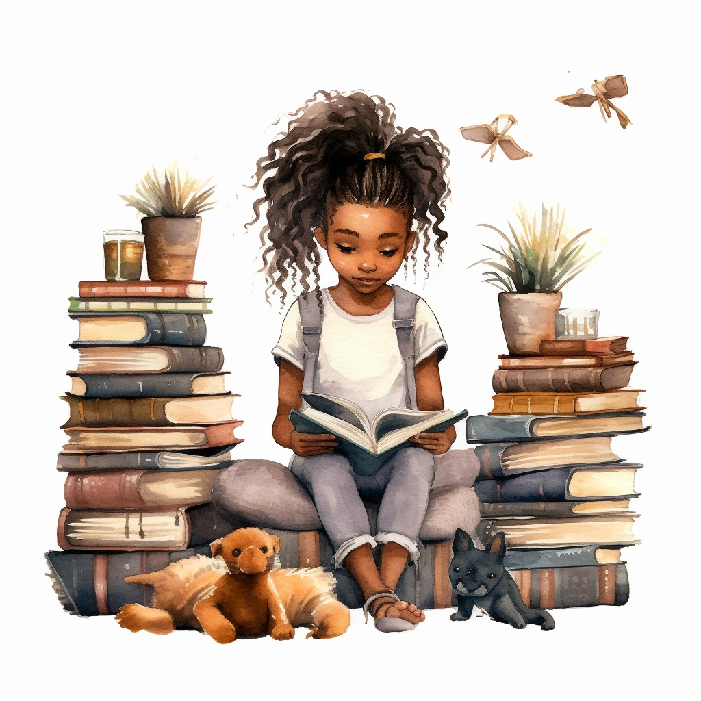 girl studying clipart