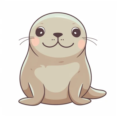 kawaii cute baby sea lion minimal cartoon drawing clipart, for nursery room, cute, friendly, simple, on white background