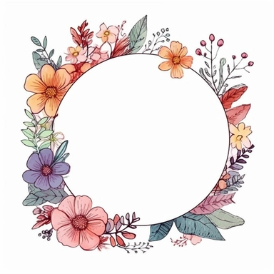 clipart, white background, a banner for mother's day, floral, in the style of spring colors, round, Whimsical Illustration, etsy png, printable art, stickers