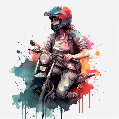 watercololor biker girl clipart no background, 4K