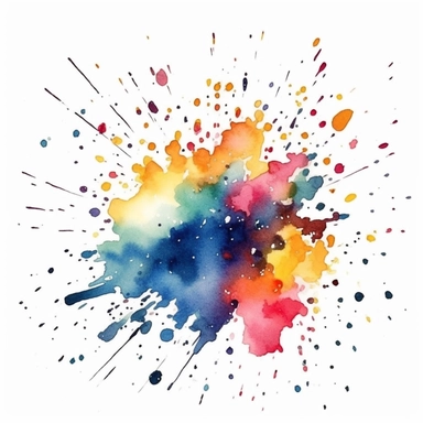watercolor clipart, one individual confetti, exploding , white background