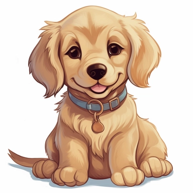 Please make a cute golden retriever puppy into clipart