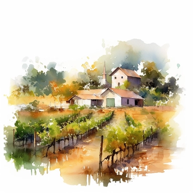 wineyard farm landspace clipart style,white background, High Quality clipart, no writting background, 4k, no writting, by Willem Haenraets