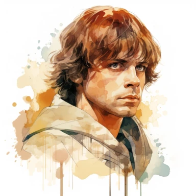 A whimsical, classy, creative profile drawing of Luke Skywalker of Star Wars, Watercolor Clipart,comic, strybk, full Illustration, 4k, sharp focus, watercolor, smooth soft skin, symmetrical, soft lighting, detailed face, concept art, muted colors, watercolor style, strybk, children's style fairy tales, chibi kawaii, . Octane rendering, 3d. Perfect face, detailed face, delicate face, perfect sharp lips, detailed eyes. Craig Davison, Aubrey Beardsley, Conrad Roset, Aikut Aidogdu, Agnes Cecil, wate