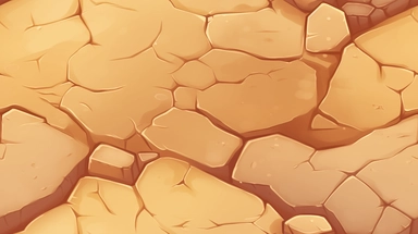 flat cracked desert ground, texture for video game, isometric, top down, hand drawn, level art, low contrast, no borders, soft lightning, smooth edges, atmospheric effects, spatial concept art, muralist, clipart, ps1 graphics, 2d,