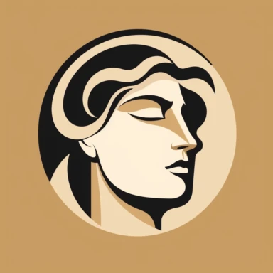 ancient Greek influence icon, face, clipart, sleek and modern design, neutral colour palette, clean lines and bold curves