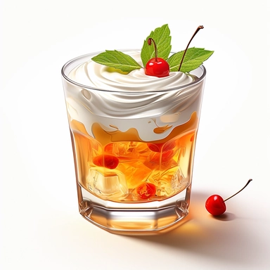 Sharp Illustration of a Whiskey Sour Cocktail clipart aginst white background, illustration style, vibrant colors, unreal engine 5, detailed illustration, high resolution, high quality, solid white background