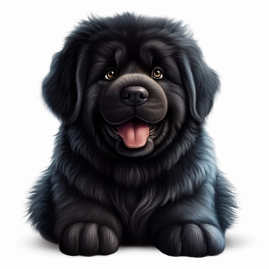Dog Puppy breed Newfoundland big hairy black 3D clipart