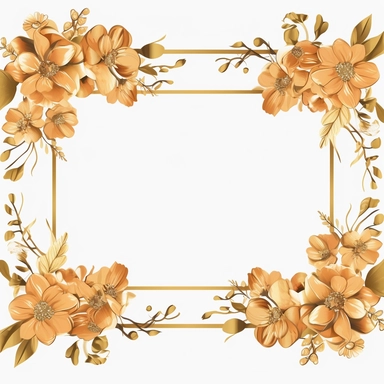 Gold clip art frame PNG clipart gold rectangle with flowers as decoration