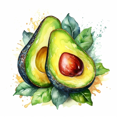 watercolor clipart of avocado