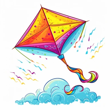 clipart flying kite, bright color