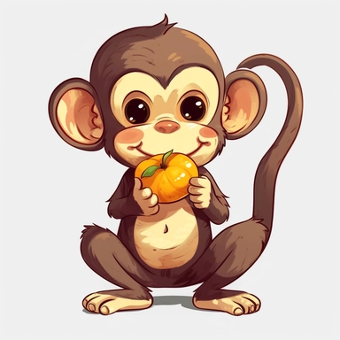 cute monkey with banana clipart, one monkey only,