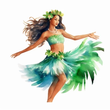 watercolor hula girl clipart, hd, watercolor clipart, white background