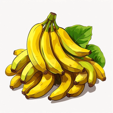 a bunch of bananas, cartoon, detailed, clip art, white background