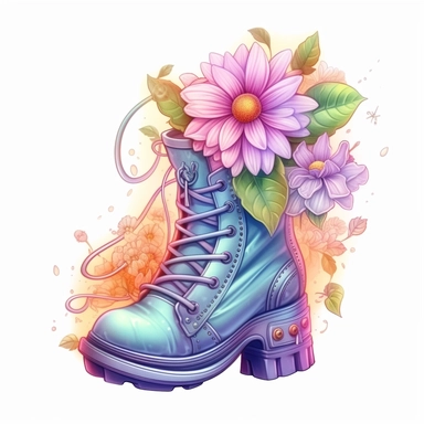Pastel Beautiful Fairy Shoes Flower Clipart ,Cartoon,hyper realistic, intricate detail, illustration style,high solution,on the white background