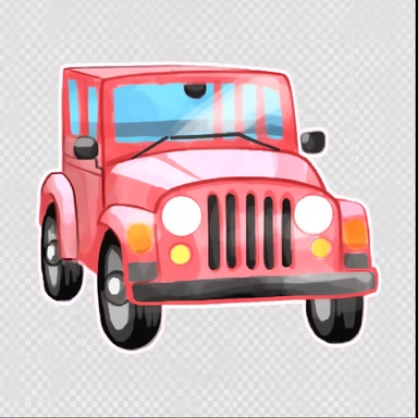 cartoon tow car jeep clipart, tow truck car transparent background png clipart, in the style of light pink and red, symmetrical grid, fujifilm pro 400h, tempera, collage-inspired, uhd image, stockphoto