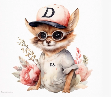 create watercolor clipart of letter D , cute animal in baseball costumes with baseball, incredibly high detail, 16k, gorgeous, white background