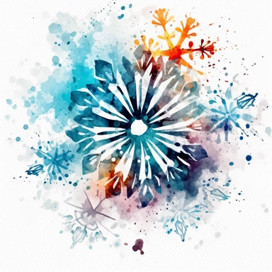 DESIGN A BEAUTIFUL AND BREATHTAKING ONE OF A KIND WATERCOLOR CLIPART ILLUSTRATION OF A GROUP OF SNOWFLAKES FALLING