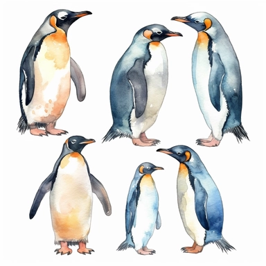watercolor penguin clipart - watercolor clipart - watercolor bird, single design, detailed