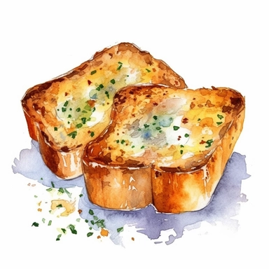 watercolor garlic bread clipart white background high resolution