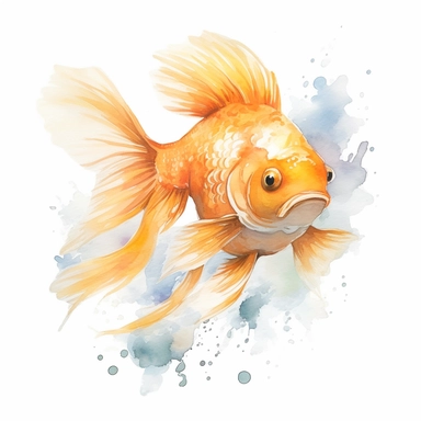 Watercolor gold fish clipart, hd, high detailed, spaced out, Anime style delicious milkshake, white background, digital painting, , lovely style, simple watercolor, white background, art watercolor, highly detailed, watercolor