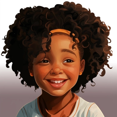 clipart of black young girl smiling and happy