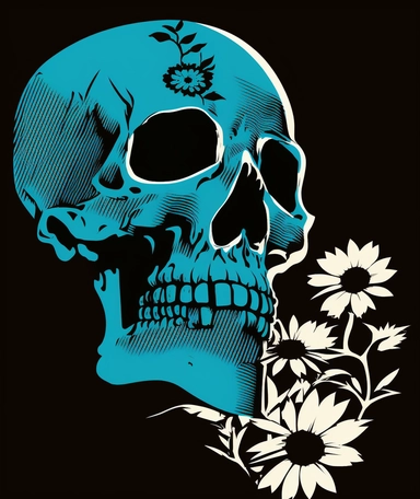 inkscribbles skull and flower icon clip art clipart free, in the style of humor meets heart, bruce timm, photogram, black and white realism, muralist, digitally enhanced, asymmetry