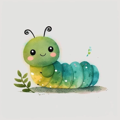 cute cartoon watercolor caterpillar clipart