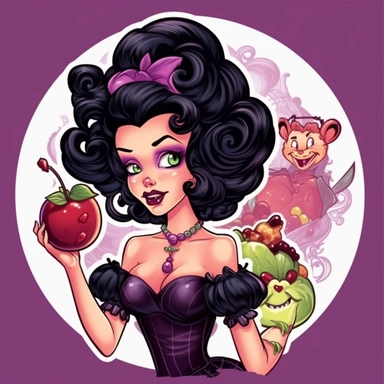 , What if snow white was the evil queen , Purple and green, Halloween , Poison apple , Clipart, vector