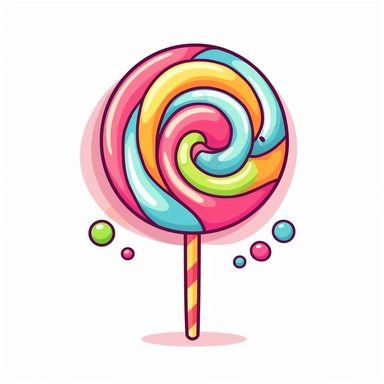 kawaii, single swirly lollipop clipart, white background, svg, eps