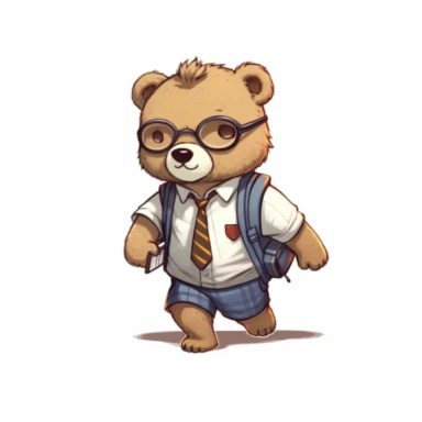 Cute Teddy Bear Clip Art, sticker, different move, wearing clothes, white background, 4K, teacher