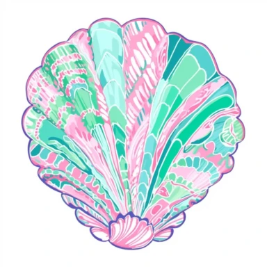 shell in the style of lilly pulitzer isolated on a white background, vibrant colors, in the style of clipart