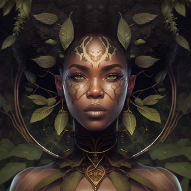 African American Woman symmetry portrait of moss king of ent of fangorn forest, glam, fae, fireflies, forest background, intricate, elegant, highly detailed, digital painting, artstation, concept art, smooth, sharp focus, illustration, art by artgerm and greg rutkowski and fra angelico and alphons mucha, no signature, no words, hd clipart