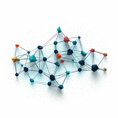 Create a clipart / icon for an state-of-the-art algorithms, represented as connected graph, on white background