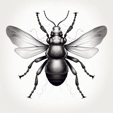bug black and white clipart, clean lines