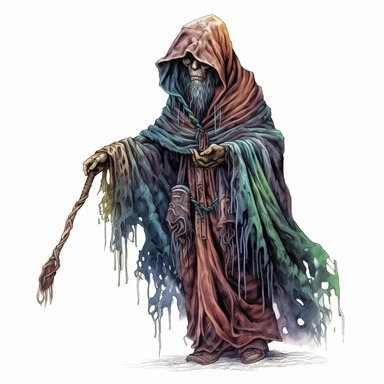 Fantasy RPG D& D night hag in the style of digital airbrushing, realistic yet stylized, digitally enhanced, elaborate costumes, 32k uhd, detailed crosshatching, white background, clipart