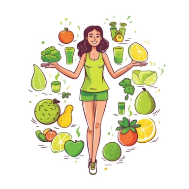 Design a clipart that represents a healthy lifestyle and wellness.