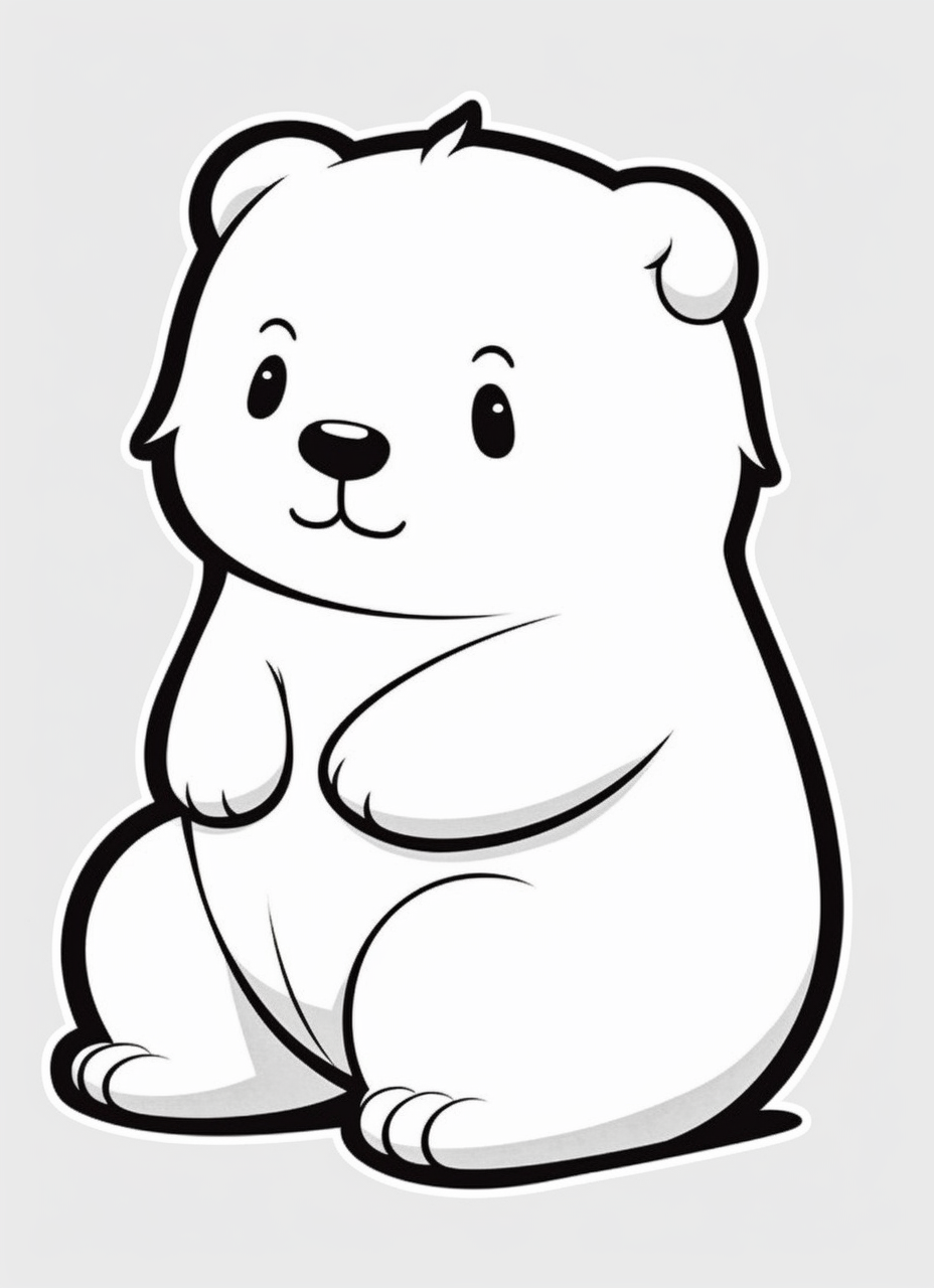 Cute Kawaii Funny White Bear Stand Slightly Oblique To The Side Sticker 