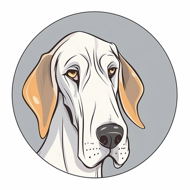 logo, color pencil drawing Great Dane dog , head, facing front, cute, circle frame, cartoon clipart, vector, bold line, white isolated background, high definition
