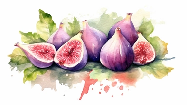 figs clipart border in watercolor style, high quality and very detailed
