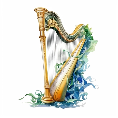 harp clipart in watercolor style