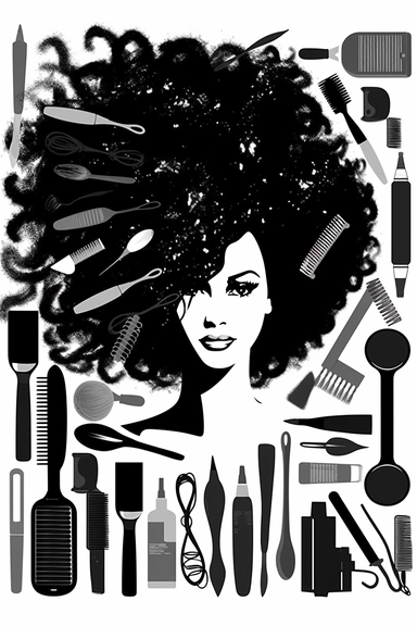 Clip Art for Black Hairdresser Beauty Salon, 2D, Vector, Flat separated on white background