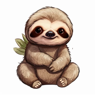 Clipart of a cute baby sloth, full body