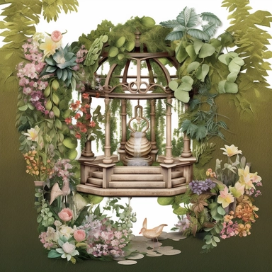 Capture the allure of an Enchanting Garden Oasis. Craft an ultra-detailed, 8K quality clipart without signatures or distracting lines. Embrace realism and artistry, showcasing intricate floral blooms and lush foliage. Set against a clean, white background for maximum versatility. Create a high-quality clipart that resonates with American women, evoking a sense of tranquility and natural beauty. Let your artistry transport them to a captivating garden escape.