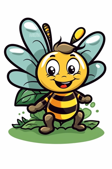Cute and cute insect firefly, black and white drawing with black and contrasted strokes, meadow with flowers and green leaves, meadow with flowers and green leaves ,walt disney style, color, 4k, quality, detailed, clipart, clipart, sticker, cute, countryside landscape, pastel colors, smile, black outline only, cartoon illustration black and white high contrast happy cartoon, cartoon illustration of style, children's book illustration,